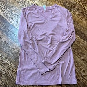 Latched mama ribbed long sleeve v neck